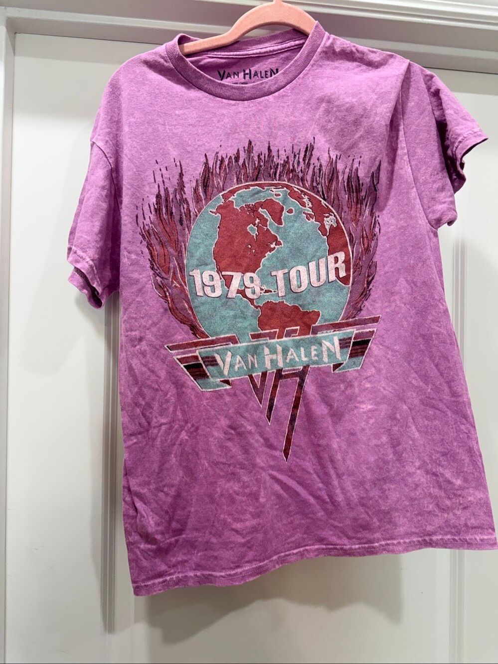 Van Halen 1979 Tour Purple Acid Wash Rock Concert T-Shirt Size M